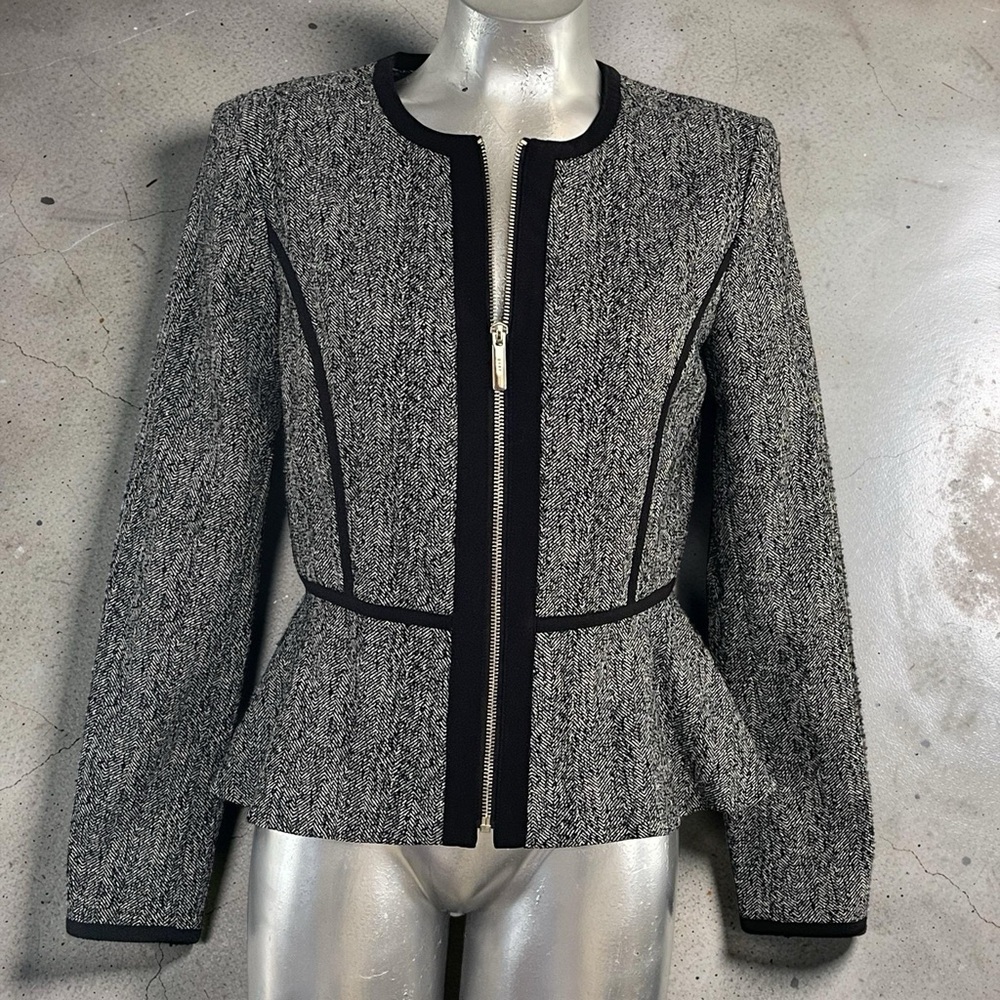 DKNY Black and Gray Textured Blazer in Size 6 - NWOT - Picture 1 of 8